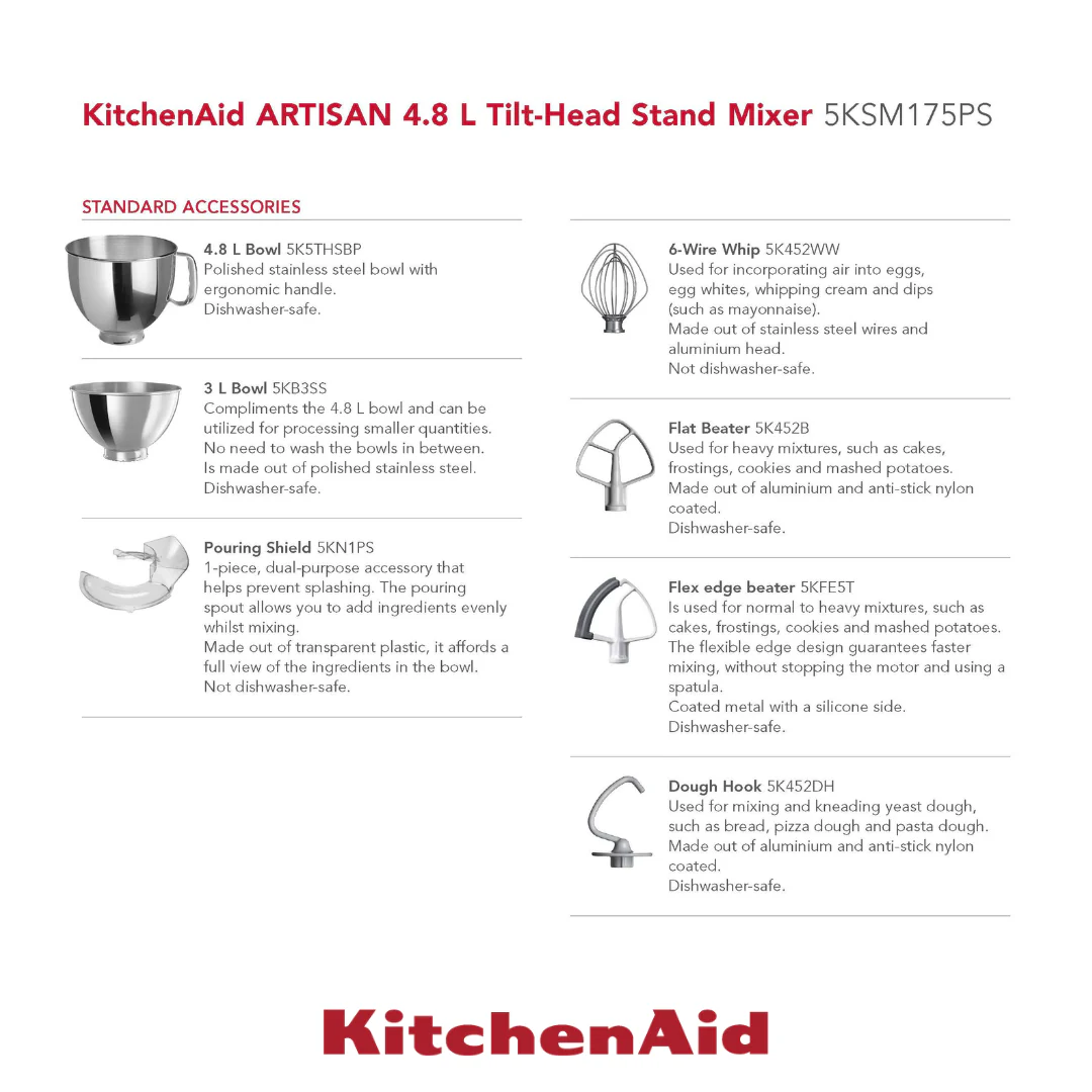 KitchenAid Artisan Stand Mixer 4.8Lt - Image 11
