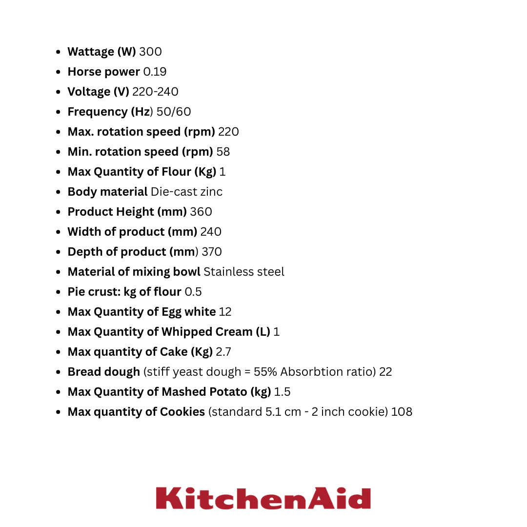 KitchenAid Artisan Stand Mixer 4.8Lt - Image 10
